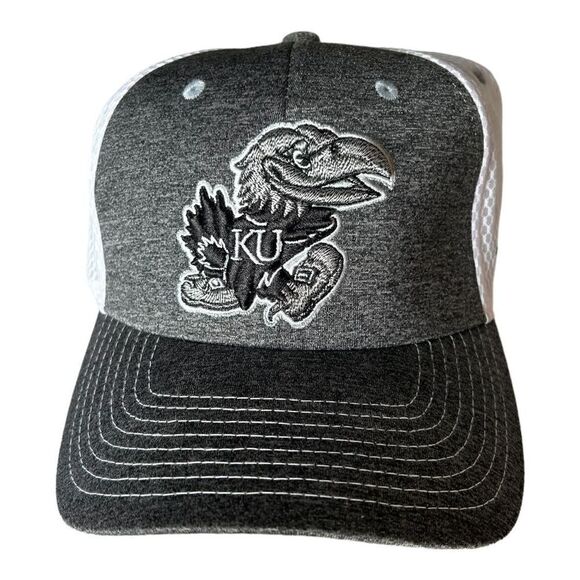 Zephyr Kansas Jayhawks Sugarloaf Men's XL Stretch Fit Hat Gray/White 7 5/8 - 8 - Picture 1 of 5